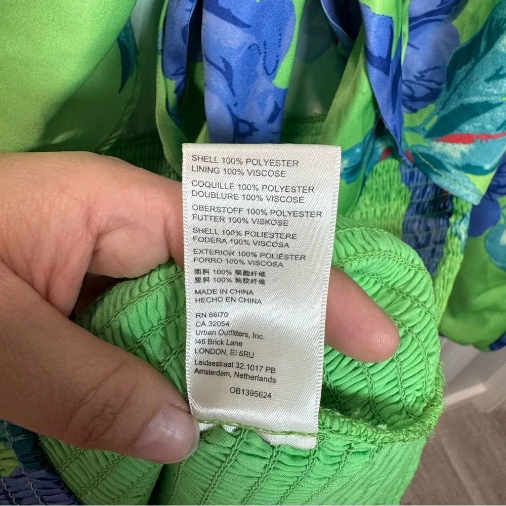 Free People Mini Dress Cassie Dress Lime Blue Size S Summer Dress - Picture 10 of 16